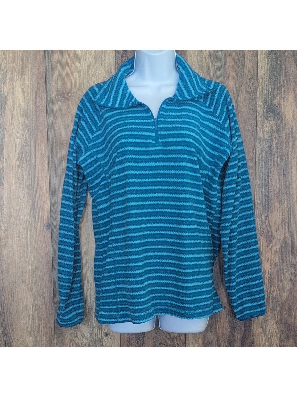 Columbia Striped Women's Fleece Pullover 1/4 Zip Jacket L M255